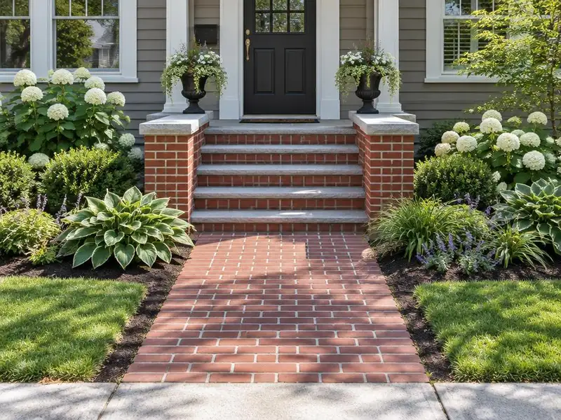 New brick front steps and walk at an older home in Wilmette, IL