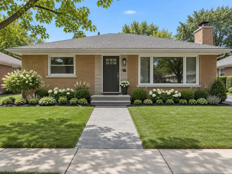 New paver front walk and steps at a 1950s ranch home in Deerfield, IL