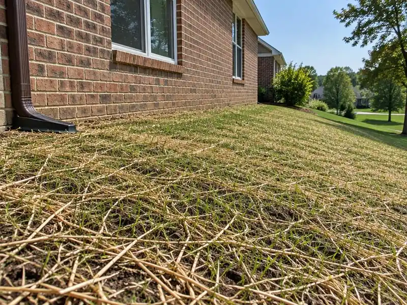Regraded lawn sloping away from a brick foundation in Northbrook, IL
